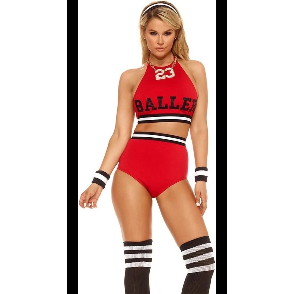 Forplay Super MVP Basketball Costume Set Red Baller Halter High Waist M/L
